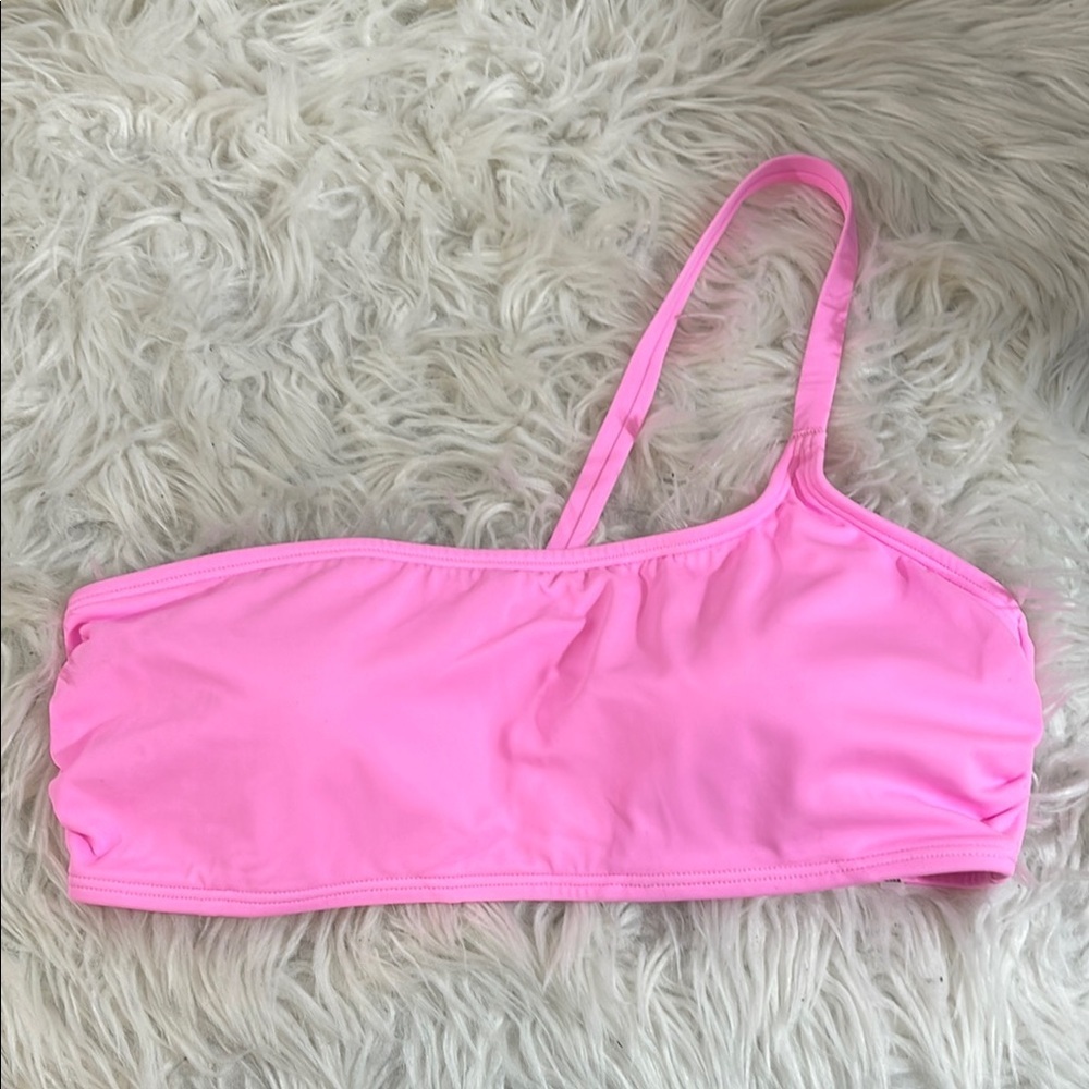 VICTORIA’S SECRET Pink One Shoulder Padded Swim Bikini Top Beach Size Large NEW